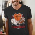 Happy Valentine’s Basketball Football Valentine Baseball Men's V-Neck T-Shirt Happy Valentine’s Basketball Football Valentine Baseball Men's V-Neck T-Shirt