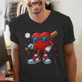 Heart Love Baseball Valentine Outfit Men Boy Men's V-Neck T-Shirt Heart Love Baseball Valentine Outfit Men Boy Men's V-Neck T-Shirt
