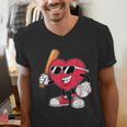 Heart Play Baseball Valentine's Day Teens Boys Girls Kids Men's V-Neck T-Shirt Heart Play Baseball Valentine's Day Teens Boys Girls Kids Men's V-Neck T-Shirt