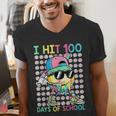 I Hit 100 Days Of School Baseball Drip 100th Day Of School Men's V-Neck T-Shirt I Hit 100 Days Of School Baseball Drip 100th Day Of School Men's V-Neck T-Shirt