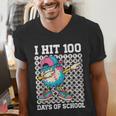 I Hit 100 Days Of School Baseball Ice Cream Drip Boys Girls Men's V-Neck T-Shirt