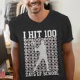 I Hit 100 Days Of School Boys Kids 100th Day Balls Baseball Men's V-Neck T-Shirt I Hit 100 Days Of School Boys Kids 100th Day Balls Baseball Men's V-Neck T-Shirt