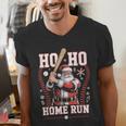 Ho Ho Home Run Baseball Christmas Holiday Sports Santa Men's V-Neck T-Shirt Ho Ho Home Run Baseball Christmas Holiday Sports Santa Men's V-Neck T-Shirt