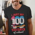 HUGvyn I Just Hit 100 Days Of School Baseball Ice Cream Boys Men's V-Neck T-Shirt HUGvyn I Just Hit 100 Days Of School Baseball Ice Cream Boys Men's V-Neck T-Shirt