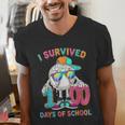 HUGvyn I Survived 100 Days Of School Baseball 6 7 Ice Cream Men's V-Neck T-Shirt