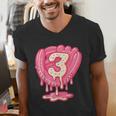 Ice Cream Baseball Glove 3rd Birthday Edition Men's V-Neck T-Shirt Ice Cream Baseball Glove 3rd Birthday Edition Men's V-Neck T-Shirt