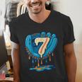 Ice Cream Baseball Glove 7th Birthday Edition Men's V-Neck T-Shirt Ice Cream Baseball Glove 7th Birthday Edition Men's V-Neck T-Shirt
