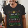 I’Ll Be Home For Christmas Baseball Ugly Sweater Men's V-Neck T-Shirt I’Ll Be Home For Christmas Baseball Ugly Sweater Men's V-Neck T-Shirt