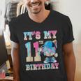 It's My 11th Birthday Baseball Ice Cream Drip Theme Men's V-Neck T-Shirt