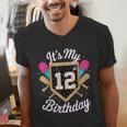 It's My 12th Birthday Baseball Fan Celebration Men's V-Neck T-Shirt