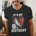 It's My 8th Birthday Baseball Football Heart 8 Year Old Men's V-Neck T-Shirt It's My 8th Birthday Baseball Football Heart 8 Year Old Men's V-Neck T-Shirt