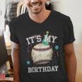 Its My Birthday Vintage Baseball Celebration For Men Kids Men's V-Neck T-Shirt Its My Birthday Vintage Baseball Celebration For Men Kids Men's V-Neck T-Shirt