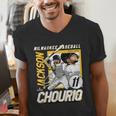 Jackson Chourio Milwaukee MLB Baseball Player MLBJCH203M Men's V-Neck T-Shirt Jackson Chourio Milwaukee MLB Baseball Player MLBJCH203M Men's V-Neck T-Shirt