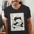 Japanese Grumpy Frog Baseball Player Baseball Men's V-Neck T-Shirt Japanese Grumpy Frog Baseball Player Baseball Men's V-Neck T-Shirt