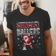 Jingle Ballers Plaid Santa Dabbing Baseball Christmas Men's V-Neck T-Shirt Jingle Ballers Plaid Santa Dabbing Baseball Christmas Men's V-Neck T-Shirt