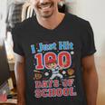 I Just Hit 100 Days Of School Baseball 100th Day Boys Kids Men's V-Neck T-Shirt