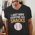 I Just Hope Everyone Has Snacks Baseball Game Day Fan Men's V-Neck T-Shirt