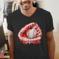 Kid Drip Ice Cream Baseball Heart Catcher Valentines Day Boy Men's V-Neck T-Shirt