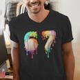 Kids Meme 67 Number Six 6 Seven 7 Ice Cream Drips Baseball Men's V-Neck T-Shirt Kids Meme 67 Number Six 6 Seven 7 Ice Cream Drips Baseball Men's V-Neck T-Shirt