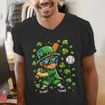 Leprechaun Playing Baseball Happy St Patricks Day Men Boys Men's V-Neck T-Shirt Leprechaun Playing Baseball Happy St Patricks Day Men Boys Men's V-Neck T-Shirt