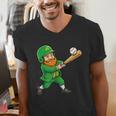 Leprechaun Playing Baseball St Patricks Day Men Boys Kids Men's V-Neck T-Shirt Leprechaun Playing Baseball St Patricks Day Men Boys Kids Men's V-Neck T-Shirt