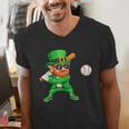 Leprechaun Playing Baseball St Patricks Day Sport Boys Men's V-Neck T-Shirt Leprechaun Playing Baseball St Patricks Day Sport Boys Men's V-Neck T-Shirt