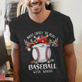 Most Likely To Play Baseball With Santa Christmas Xmas Men's V-Neck T-Shirt Most Likely To Play Baseball With Santa Christmas Xmas Men's V-Neck T-Shirt