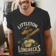Littleton Longnecks Retro Minor League Baseball Men's V-Neck T-Shirt