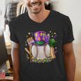 Mardi Gras Baseball Jester Hat Fleur De Lis Boys Girls Kids Men's V-Neck T-Shirt Mardi Gras Baseball Jester Hat Fleur De Lis Boys Girls Kids Men's V-Neck T-Shirt