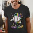 Mardi Gras Ice Cream Drip Baseball Carnival Party Mask Boys Men's V-Neck T-Shirt Mardi Gras Ice Cream Drip Baseball Carnival Party Mask Boys Men's V-Neck T-Shirt