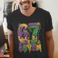 Mardi Gras Six Seven Baseball Drip Number 6 7 Meme Men's V-Neck T-Shirt Mardi Gras Six Seven Baseball Drip Number 6 7 Meme Men's V-Neck T-Shirt