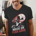 Mask On Fear Gone Baseball Catcher Softball Men's V-Neck T-Shirt Mask On Fear Gone Baseball Catcher Softball Men's V-Neck T-Shirt