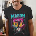 Mason 67 Ice Cream Drip Baseball Ice Cream Drip Men's V-Neck T-Shirt Mason 67 Ice Cream Drip Baseball Ice Cream Drip Men's V-Neck T-Shirt