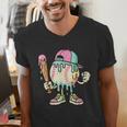 Melted Ice-Cream Baseball Mascot Pastel Pop Men's V-Neck T-Shirt Melted Ice-Cream Baseball Mascot Pastel Pop Men's V-Neck T-Shirt