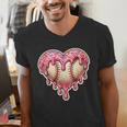 Melting Baseball Drip Heart Softball Player Lover Ice Cream Men's V-Neck T-Shirt Melting Baseball Drip Heart Softball Player Lover Ice Cream Men's V-Neck T-Shirt