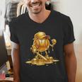 Melting Baseball Mascot Slugger Bat Cap Cartoon Men's V-Neck T-Shirt Melting Baseball Mascot Slugger Bat Cap Cartoon Men's V-Neck T-Shirt