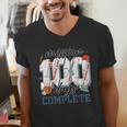 Mission 100 Days Complete Baseball 100th Day Of School Boys Men's V-Neck T-Shirt Mission 100 Days Complete Baseball 100th Day Of School Boys Men's V-Neck T-Shirt
