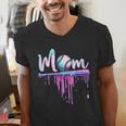 Mom Baseball Ice Cream Drip Birthday Boy Family Men's V-Neck T-Shirt Mom Baseball Ice Cream Drip Birthday Boy Family Men's V-Neck T-Shirt