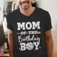 Mom Of The Birthday Boy Baseball Bday Family Men's V-Neck T-Shirt Mom Of The Birthday Boy Baseball Bday Family Men's V-Neck T-Shirt