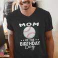 Mom Of The Birthday Boy Baseball Player Birthday Men's V-Neck T-Shirt