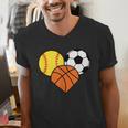 Mom Sports Heart Soccer Basketball Baseball Softball Men's V-Neck T-Shirt Mom Sports Heart Soccer Basketball Baseball Softball Men's V-Neck T-Shirt