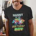Nanny Of The Birthday Boy Baseball Football Colorful Men's V-Neck T-Shirt
