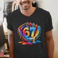 Number 67 Baseball Glove Ice Cream Drip Six Seven Meme Men's V-Neck T-Shirt Number 67 Baseball Glove Ice Cream Drip Six Seven Meme Men's V-Neck T-Shirt