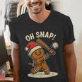 Oh Snap Gingerbreadman Baseball Christmas Men Boys Toddlers Men's V-Neck T-Shirt Oh Snap Gingerbreadman Baseball Christmas Men Boys Toddlers Men's V-Neck T-Shirt