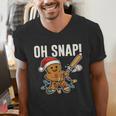 Oh Snap Gingerbreadman Christmas Baseball Humor Men's V-Neck T-Shirt Oh Snap Gingerbreadman Christmas Baseball Humor Men's V-Neck T-Shirt