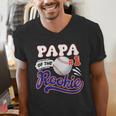 Papa Rookie Of Year 1st Birthday Baseball Theme Matching Men's V-Neck T-Shirt