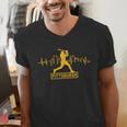 Pittsburgh Lovers Skyline Retro Baseball Heartbeat Men Women Men's V-Neck T-Shirt
