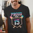 Proud Mom Baseball Player Number 15 Ice Cream Drip Men's V-Neck T-Shirt