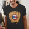 Puerto Rican Flag Baseball Player Boricua Pride Beisbol PR Men's V-Neck T-Shirt Puerto Rican Flag Baseball Player Boricua Pride Beisbol PR Men's V-Neck T-Shirt