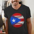 Puerto Rico Baseball Flag Boricua Beisbol Fan Gear Men's V-Neck T-Shirt Puerto Rico Baseball Flag Boricua Beisbol Fan Gear Men's V-Neck T-Shirt